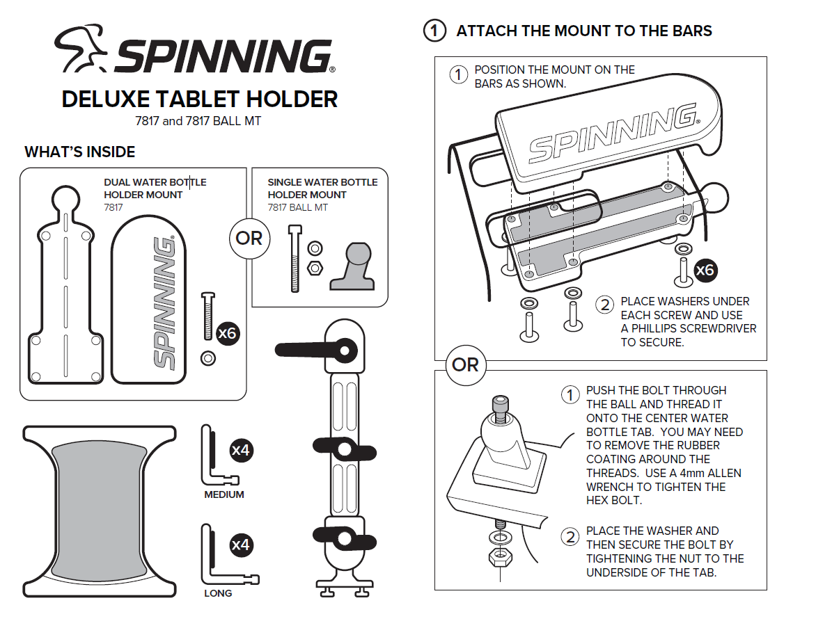 Spinning® Deluxe Media Mount - Compatible w/ Single Water Bottle Holder - Spinning