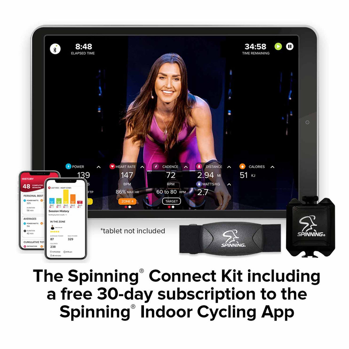 Spinning Connect Kit with 30-day Free App Subscription + Cadence Sensor + Chest Strap HRM