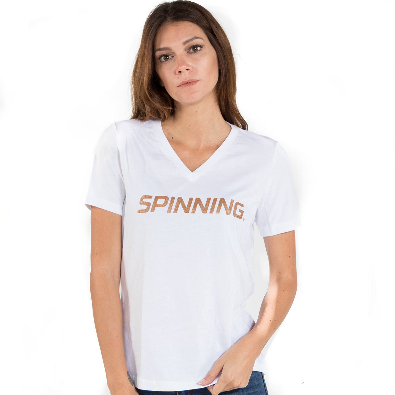 Spinning® Women's Relaxed Jersey Short Sleeve V-Neck - White - Spinning